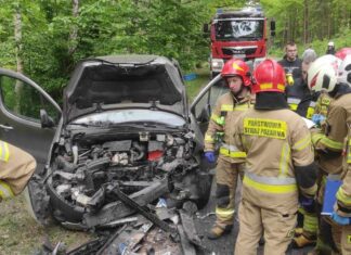 Zderzenie czołowe na drodze powiatowej Konewka – Królowa Wola